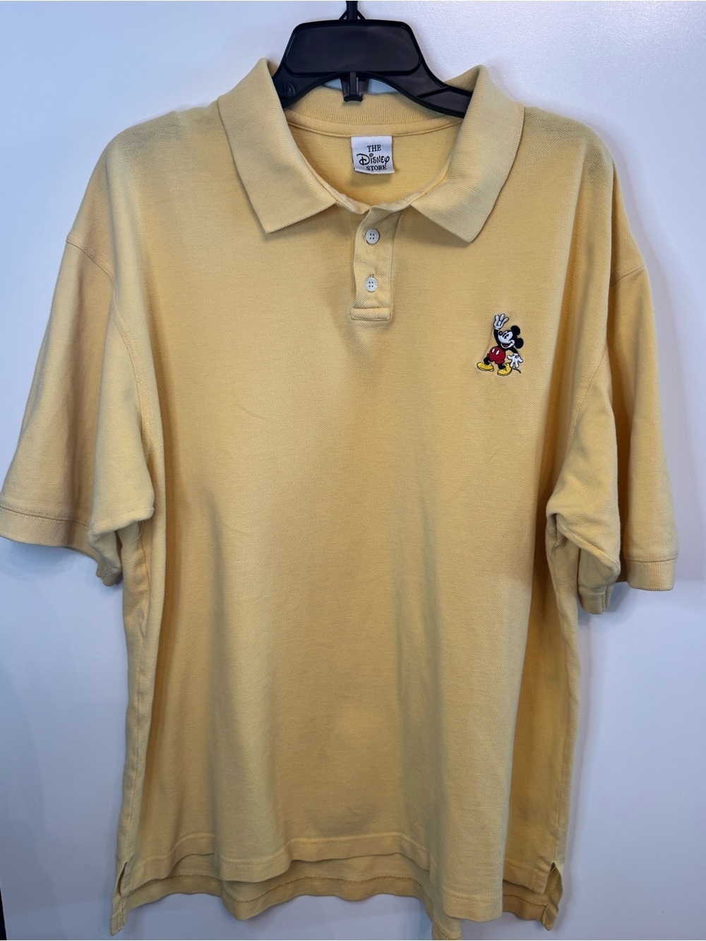 Vintage Disney Store Mickey Mouse Polo Shirt XXL Yellow Embroidered Y2K